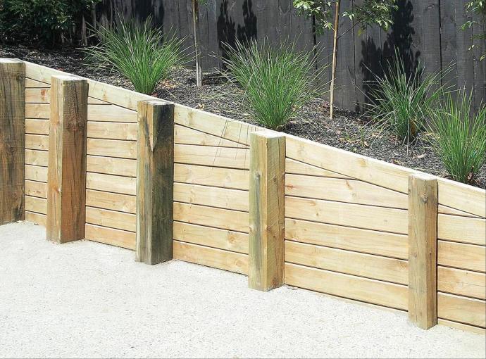 WBS - Henderson - Retaining wall timber posts nails concrete
