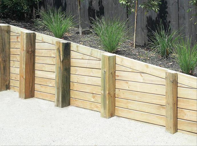 WBS Henderson - Retaining wall timber posts nails concrete